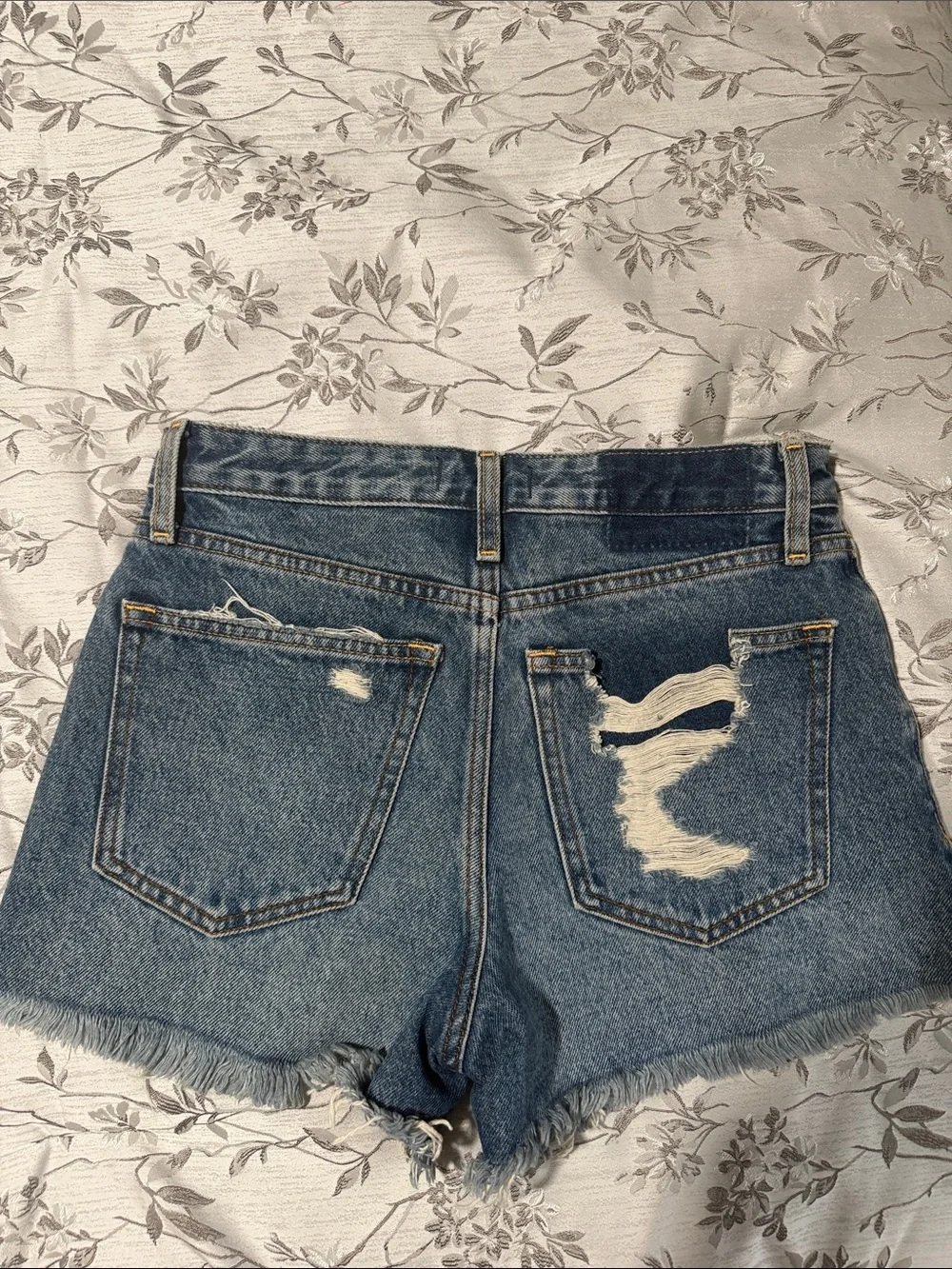 Abercrombie & Fitch Distressed Blue High-Rise Jean Shorts